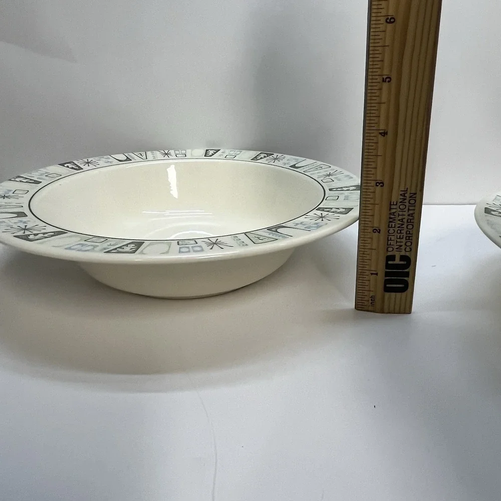 atomic starburst pattern serving  bowls mcm taylor stone green blue 9.5 inch‎